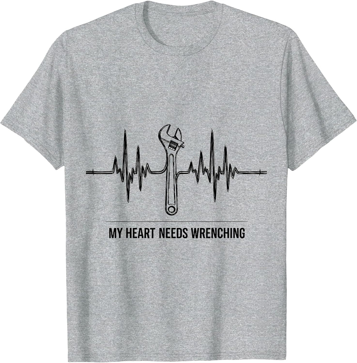 Men's My Heart Needs Wrenching Funny Car Guy Auto Mechanic T-Shirt - Heather Grey
