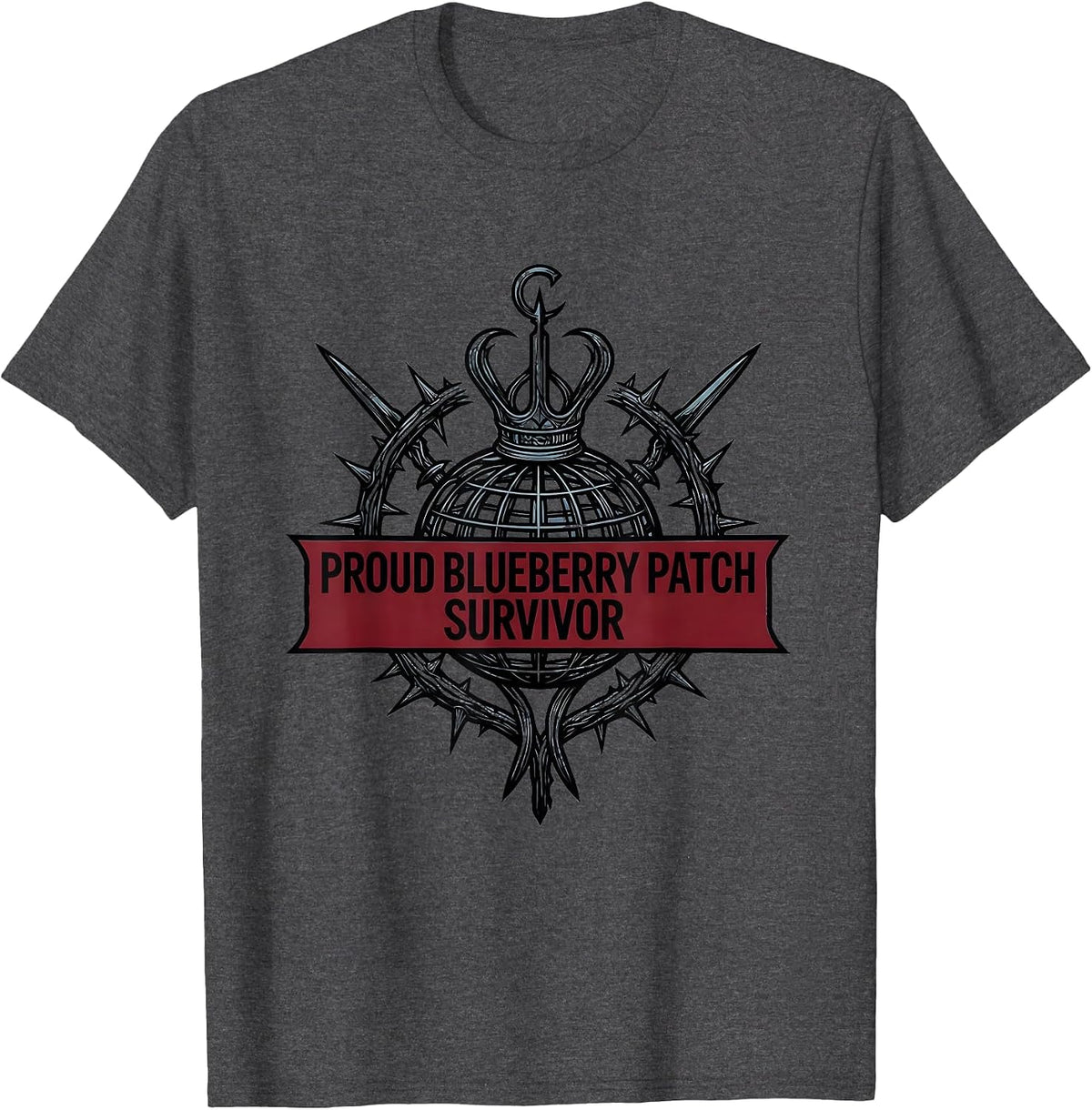 Men's Proud Blueberry Patch Survivor Funny Berry Design T-Shirt - Dark Heather Grey