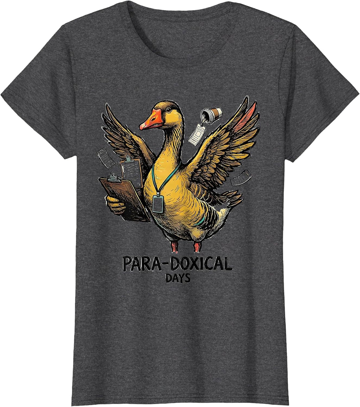 Women's Para-Doxical Days Funny Paraprofessional Goose SPED Teacher T-Shirt - Dark Heather Grey