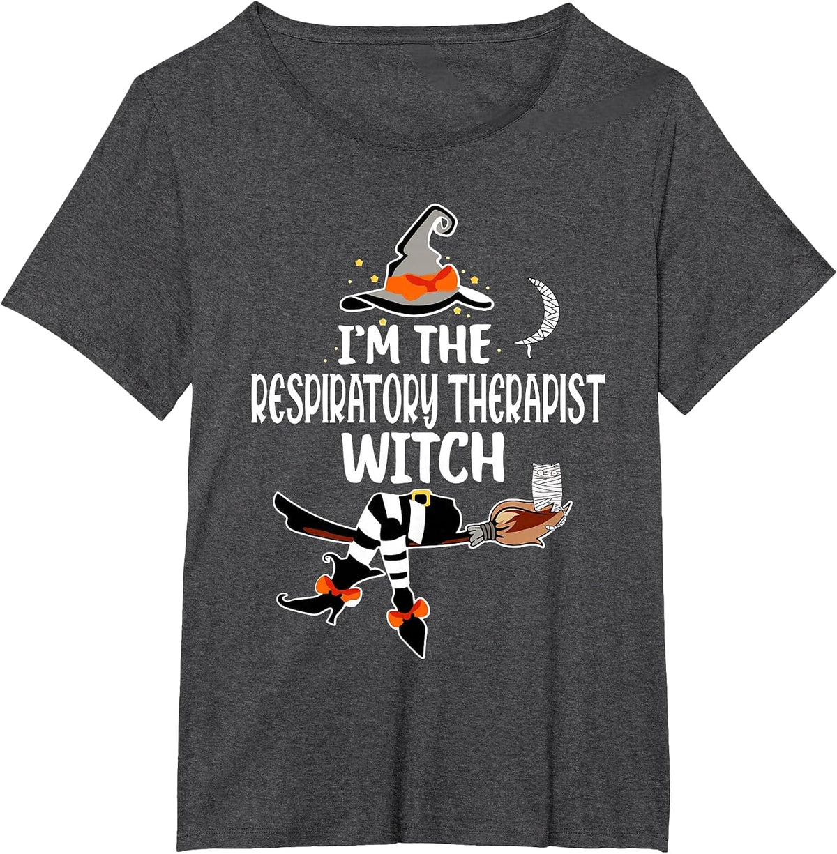 I'm the Respiratory Therapist Witch Funny Halloween T-Shirt - Dark Heather Grey