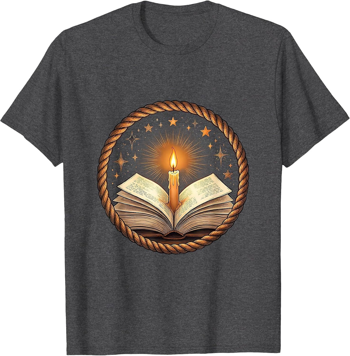 Special Education Teacher Candle and Book Art T-Shirt - Dark Heather Grey
