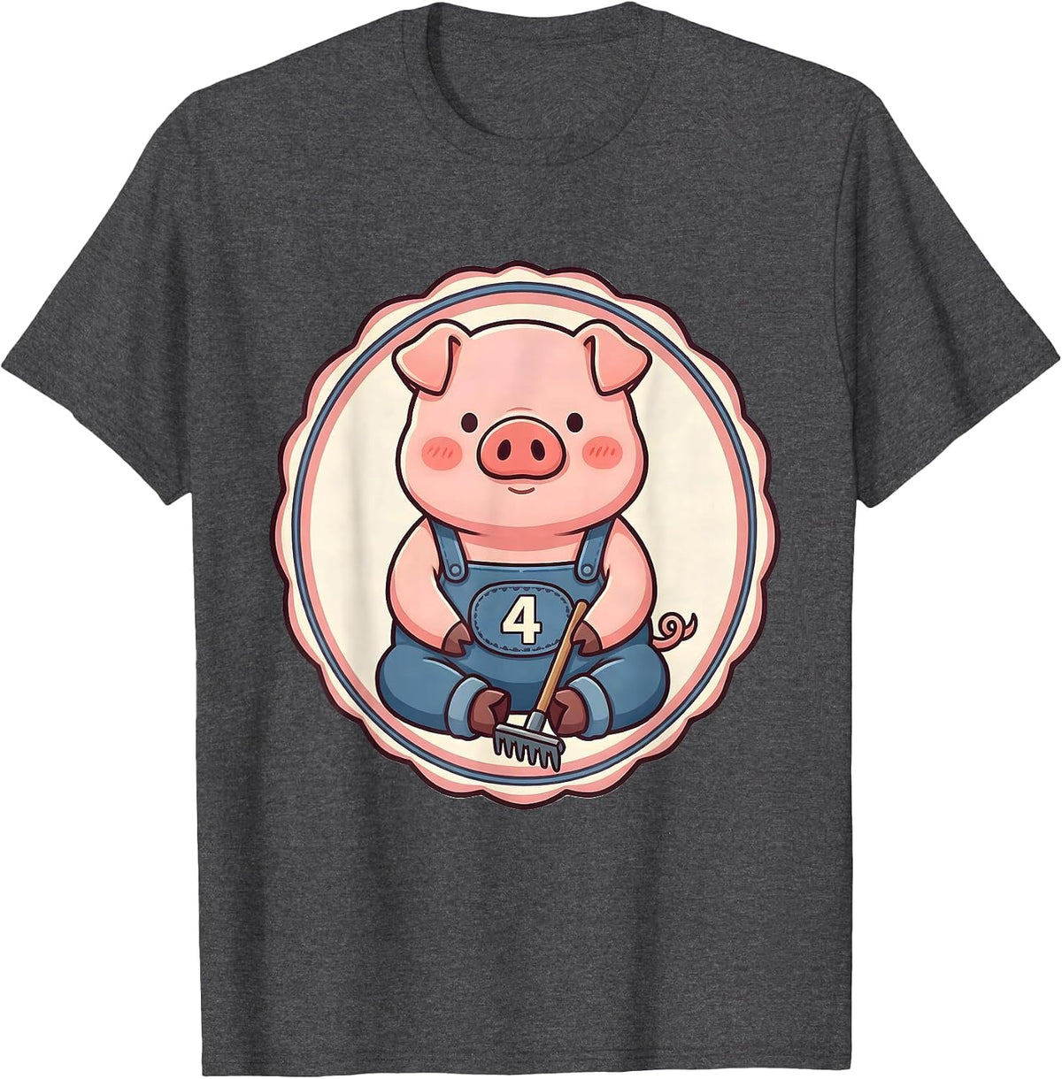 4 Cute Kawaii Pig Lover Halloween Costume Humor T-Shirt - Dark Heather Grey