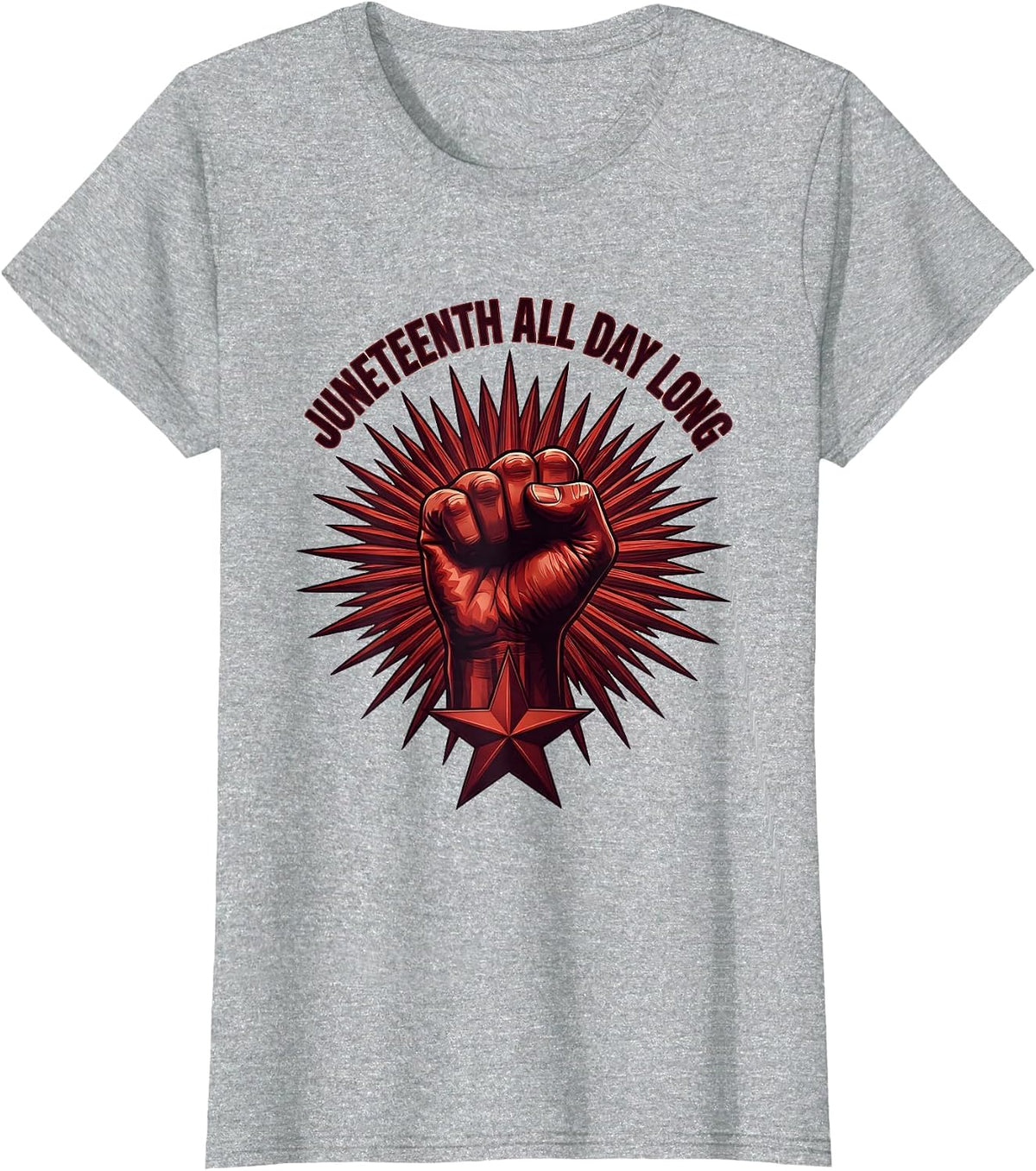 Juneteenth All Day Long Freedom Celebration T-Shirt - Heather Grey