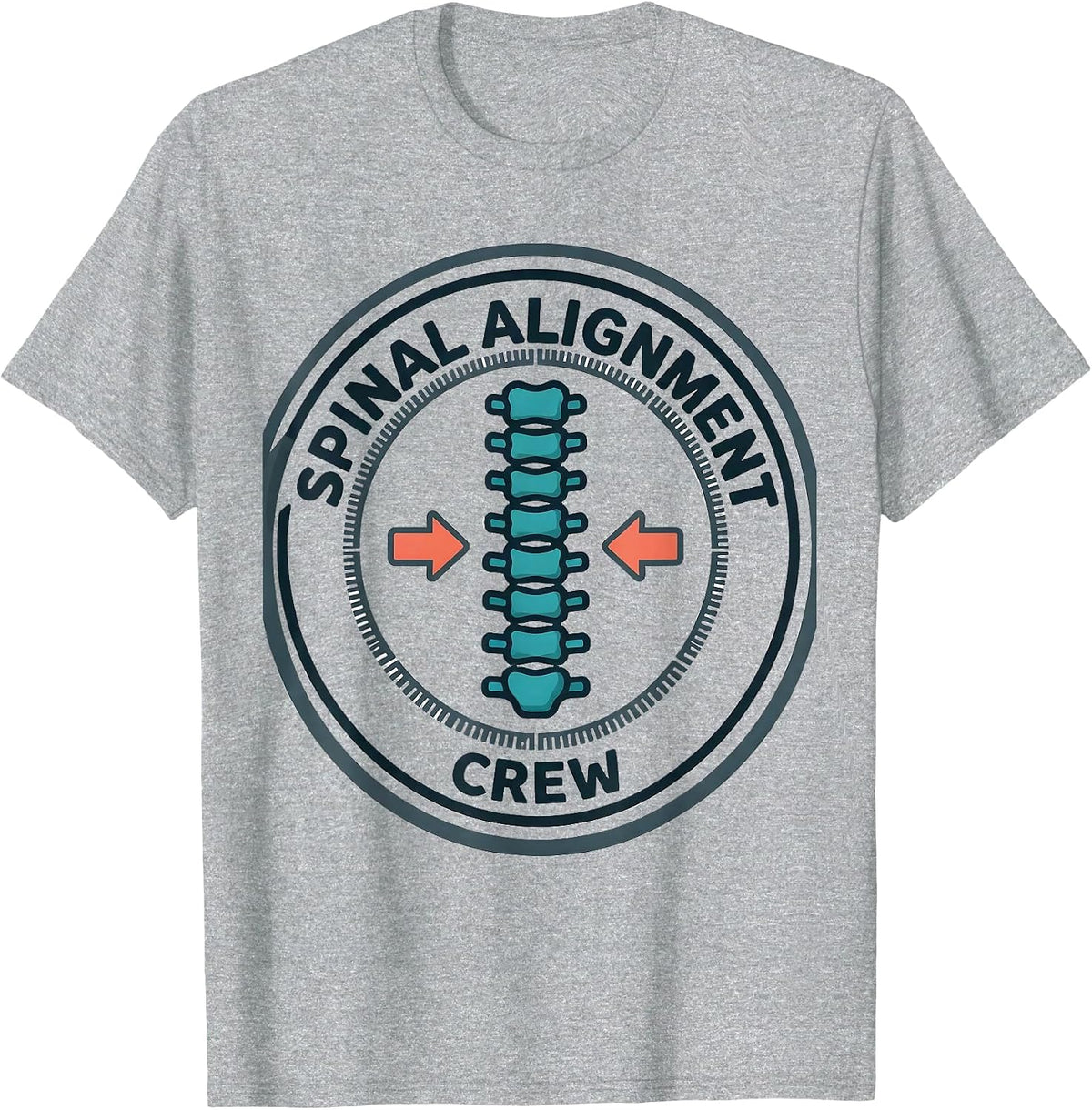 Men's Spinal Alignment Crew Funny Chiropractor Anatomy Humor T-Shirt - Heather Grey