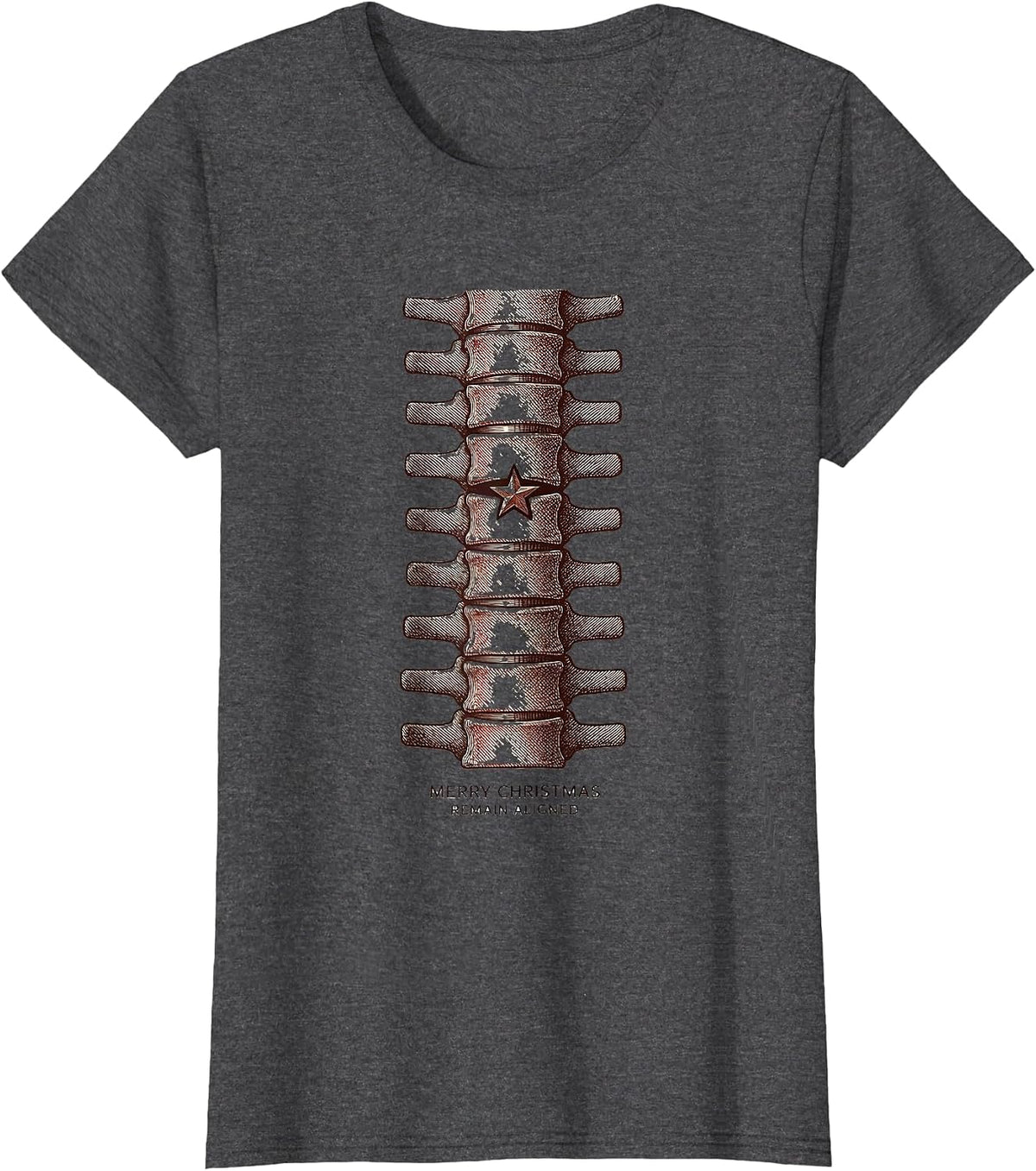 Women's Merry Christmas, Remain Aligned Funny Chiropractor T-Shirt - Dark Heather Grey