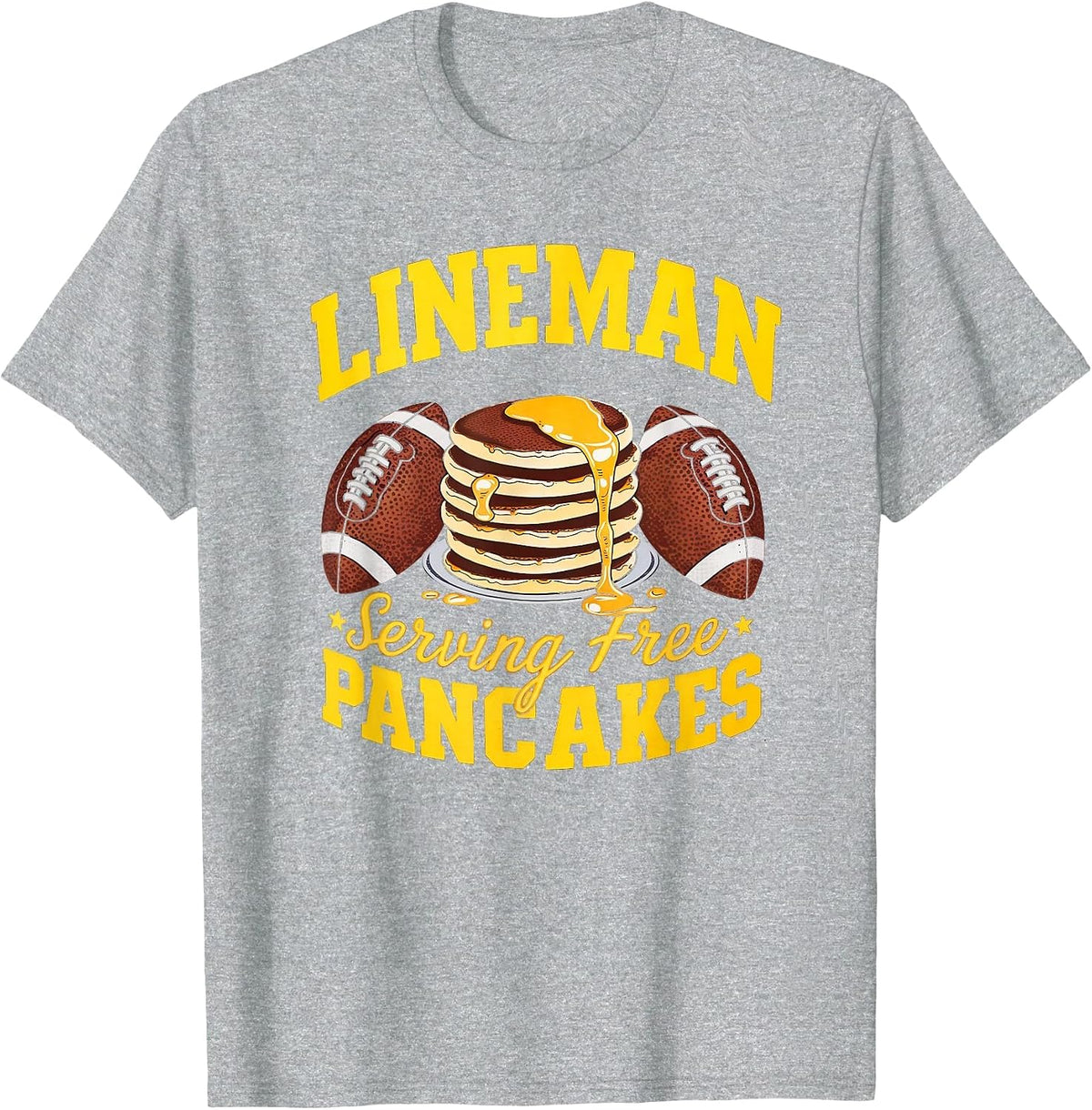 Lineman Serving Pancakes Daily Football Lineman Graphic T-Shirt - Heather Grey