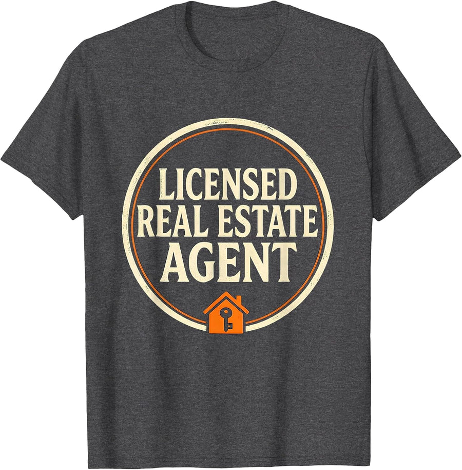 Men's Licensed Real Estate Agent Funny Realtor Workwear Gift T-Shirt - Dark Heather Grey