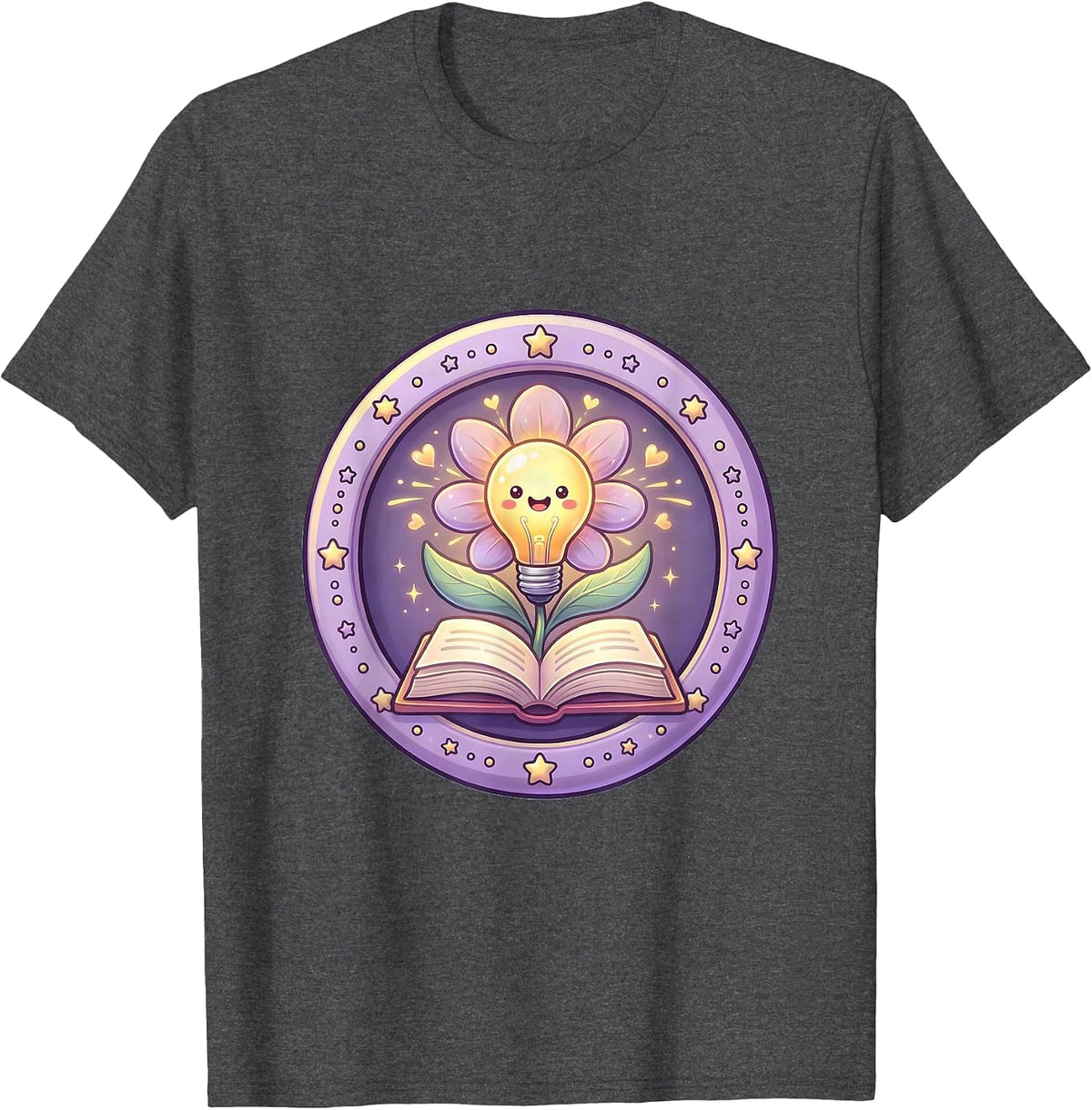 Men's Sped Teacher Lightbulb Blooming From Book T-Shirt - Dark Heather Grey
