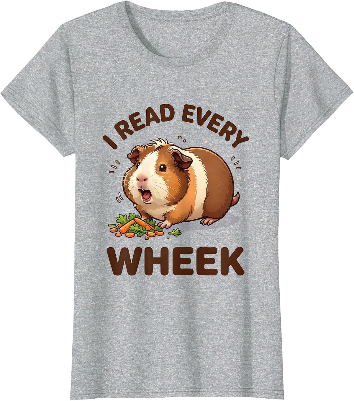 I Read Every Wheek Cute Kawaii Guinea Pig Lover Humor T-Shirt - Heather Grey