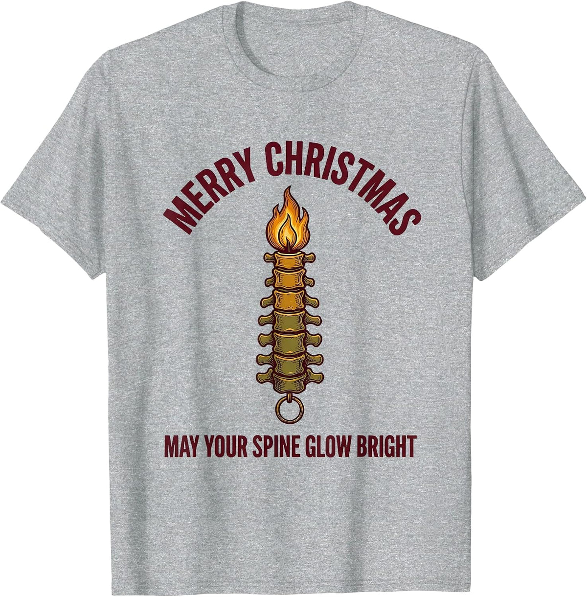 Men's Merry Christmas, May Your Spine Glow Bright Funny T-Shirt - Heather Grey