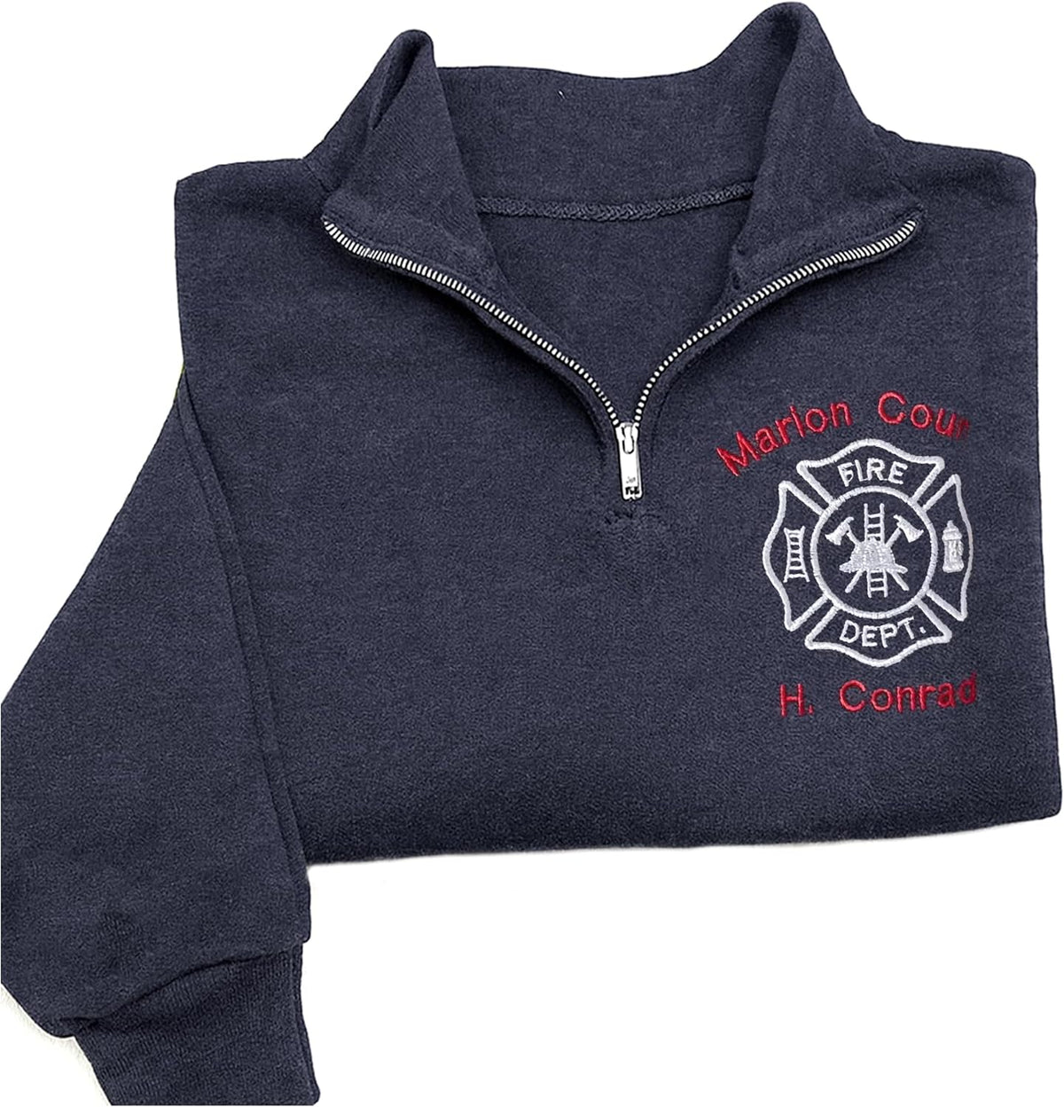 Personalized Embroidered Firefighter Quarter Zip Sweatshirt, Fire Fighter Sweatshirts for Men, EMS Gifts, Christmas - Design