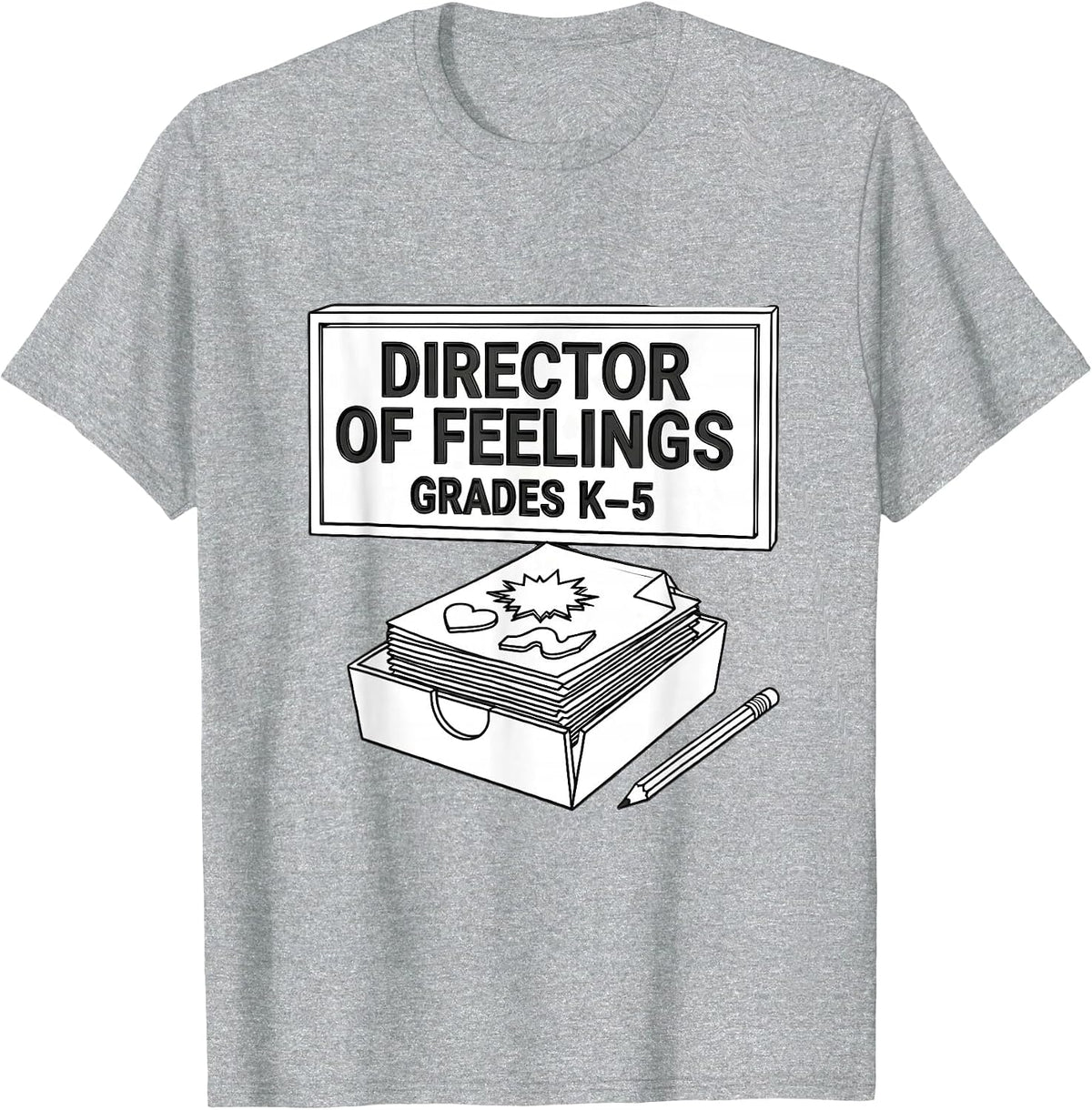 Men's Director Of Feelings, Grades K Through 5 School Counselor T-Shirt - Heather Grey