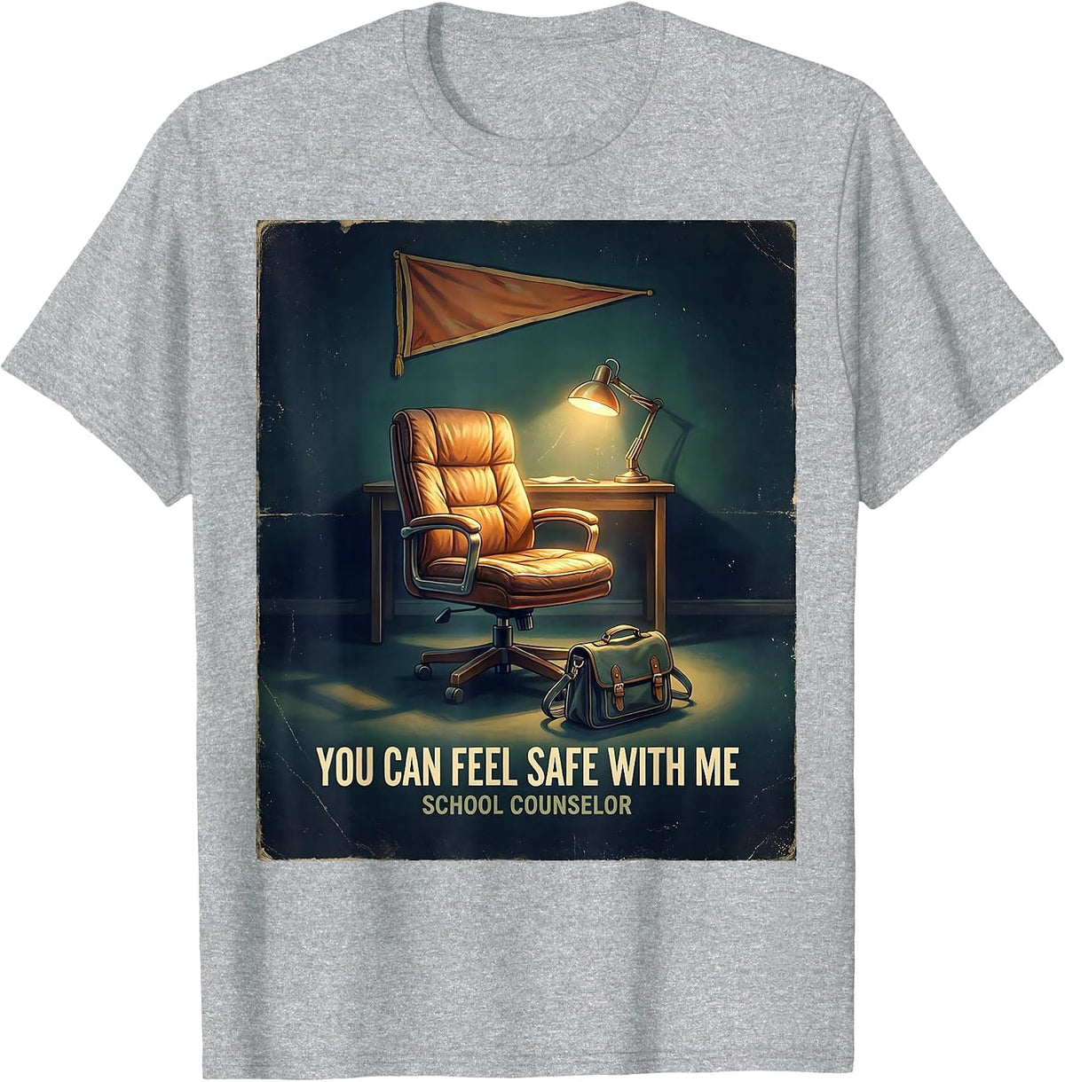 Men's You Can Feel Safe With Me — School Counselor Appreciation T-Shirt - Heather Grey