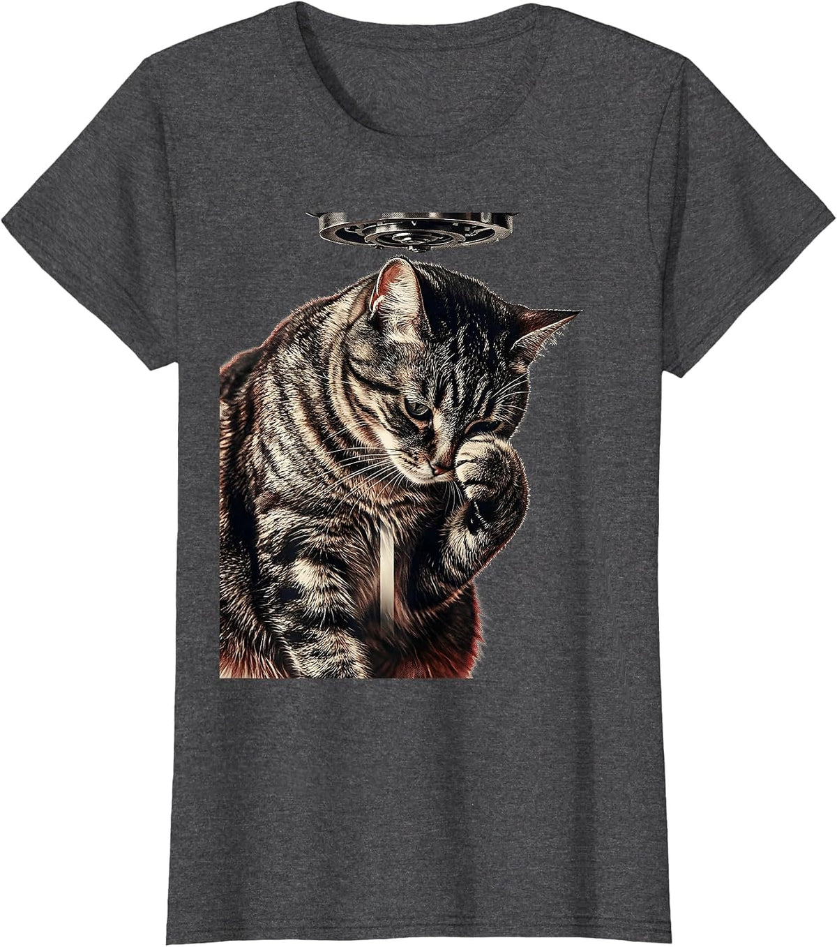 Women's Alien UFO Cat Meme Funny Cat Gift For Cat Owners T-Shirt - Dark Heather Grey