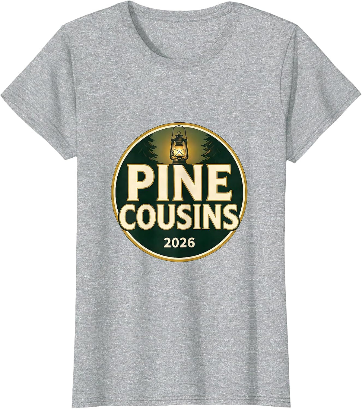 Pine Cousins 2026 Family Matching Camp Cousin Crew T-Shirt - Heather Grey