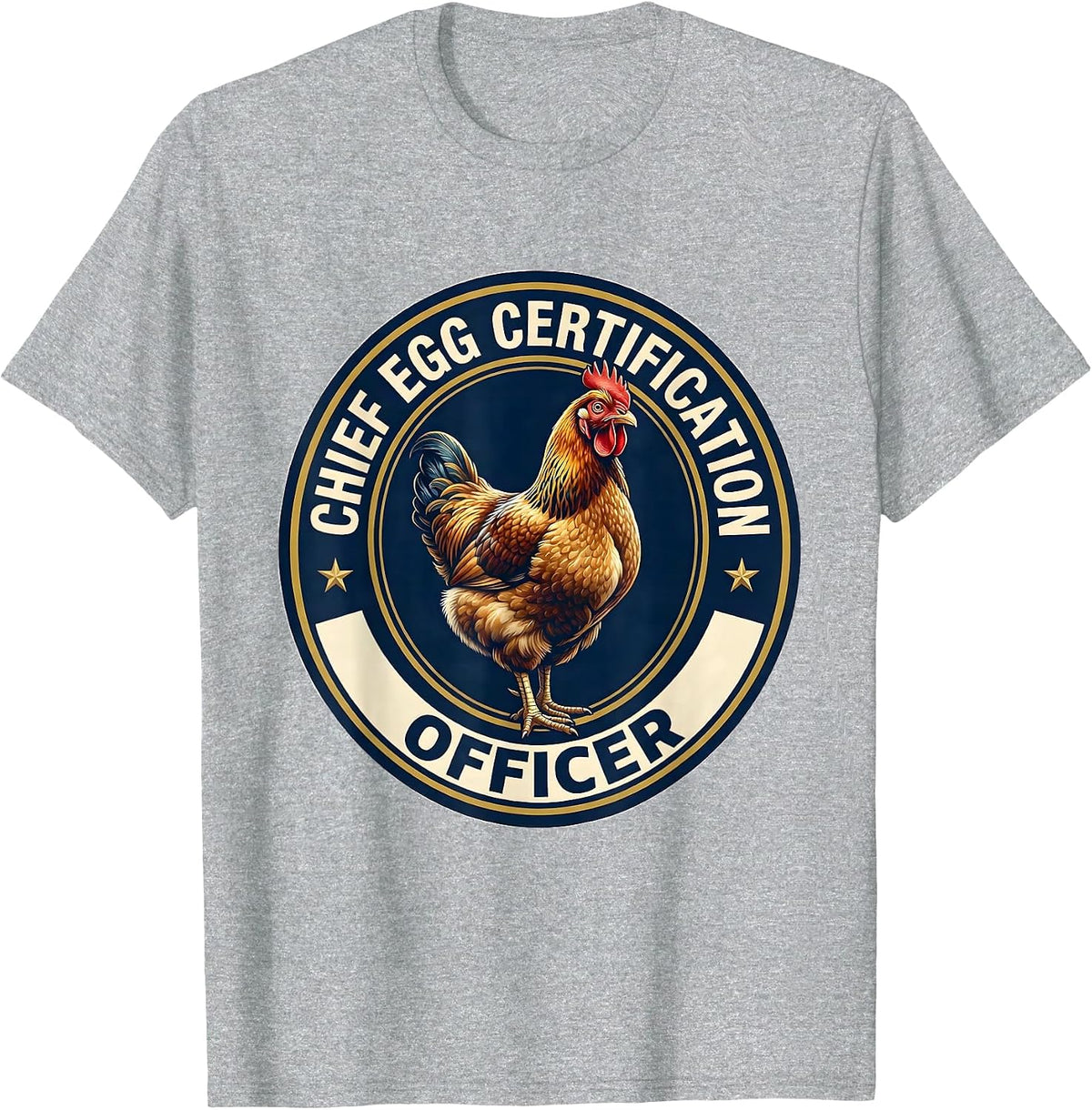 Men's Chief Egg Certification Officer Funny Chicken Lover Farming T-Shirt - Heather Grey