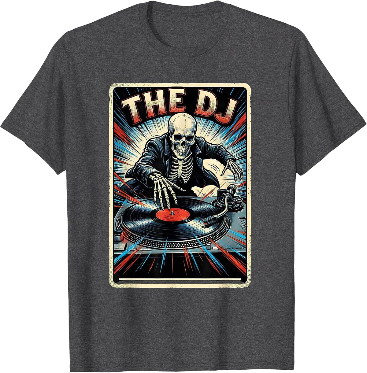 The DJ Comic Book Gothic Tarot Card DJ Gift T-Shirt - Dark Heather Grey