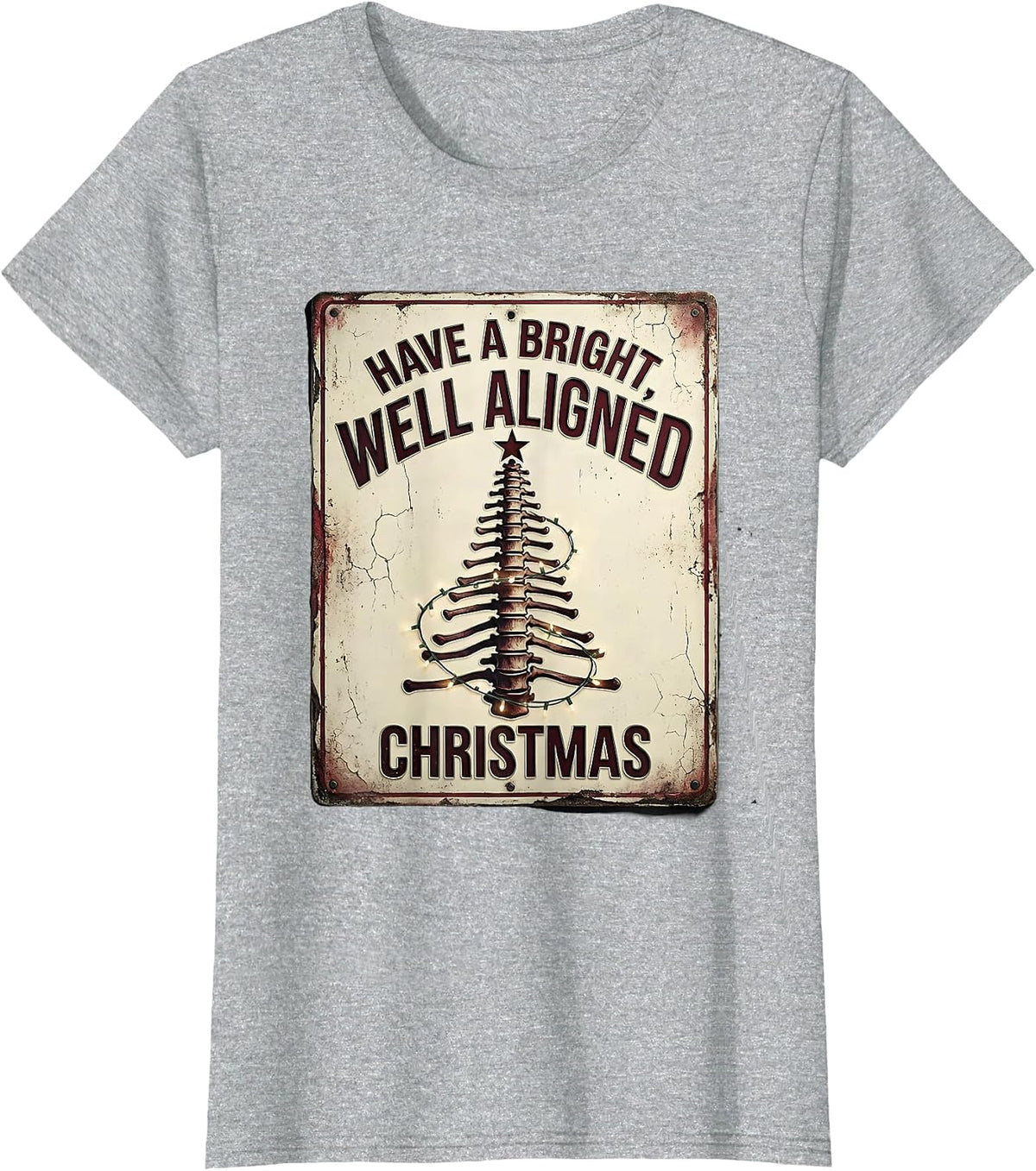 Have A Bright, Well Aligned Christmas Distressed T-Shirt - Heather Grey