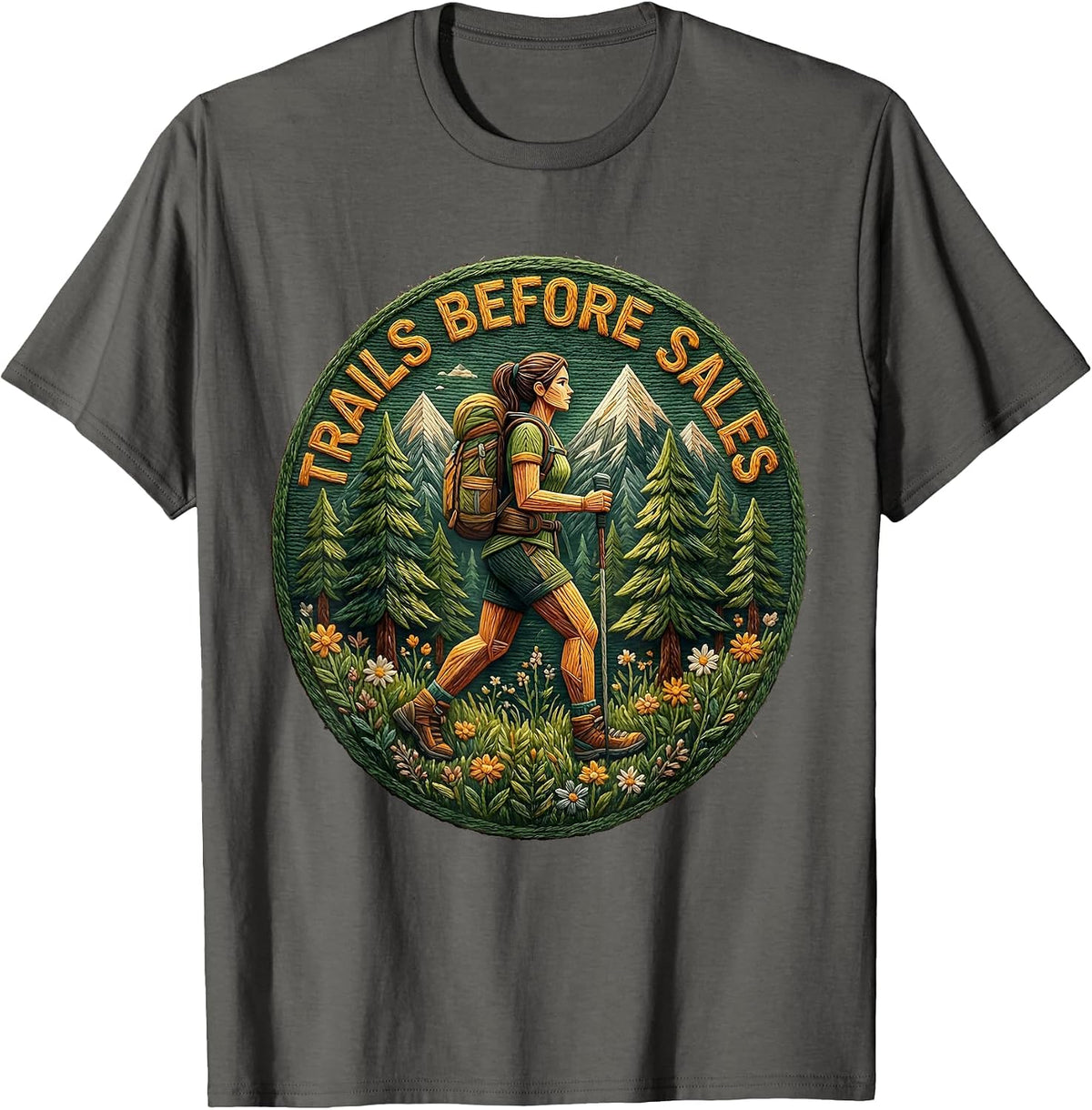 Men's Trails Before Sales Camping Outdoors Design T-Shirt - Asphalt Grey