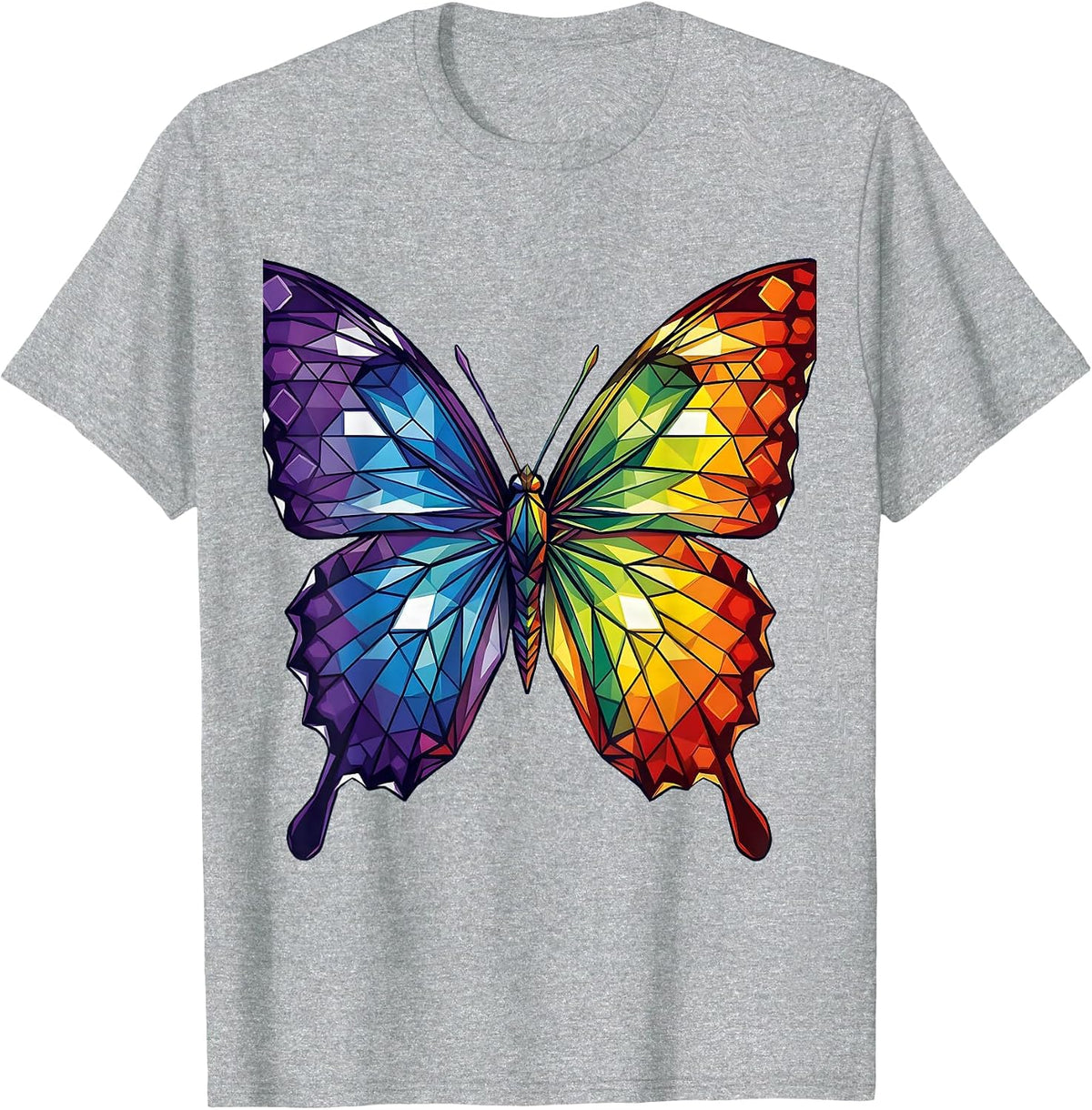Men's Autism Awareness Rainbow Butterfly Wings Design T-Shirt - Heather Grey