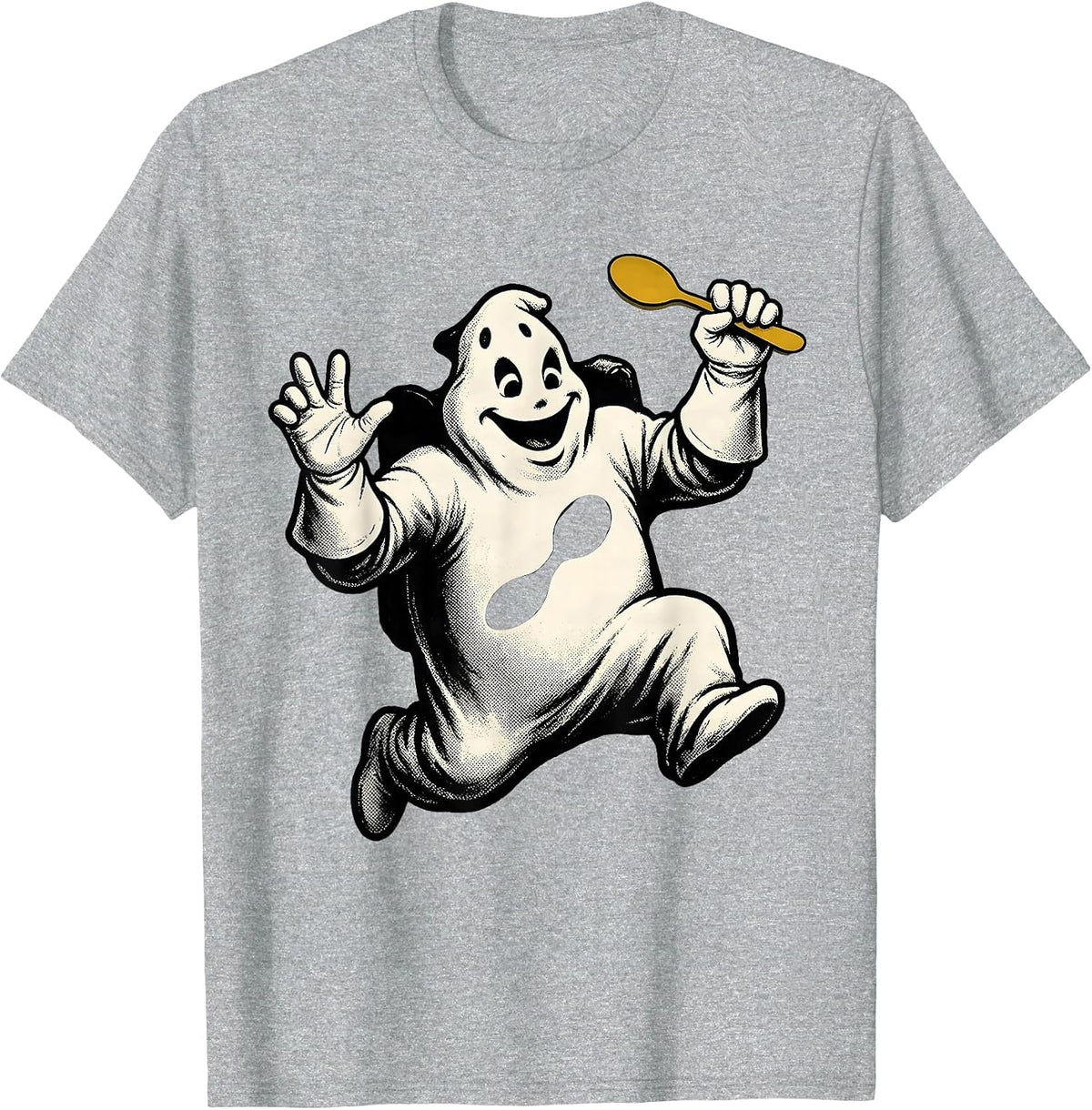 Men's Retro Cartoon Ghost Sped Para Teacher Halloween T-Shirt - Heather Grey