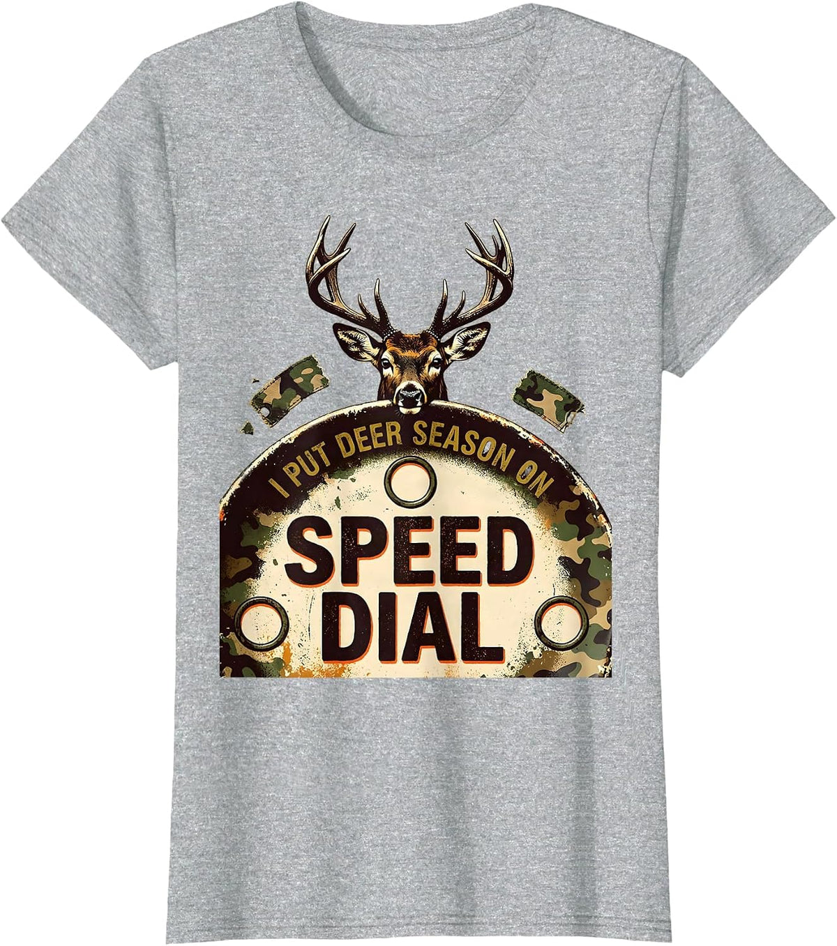 I Put Deer Season On Speed Dial Funny Hunting Dad Gift T-Shirt - Heather Grey