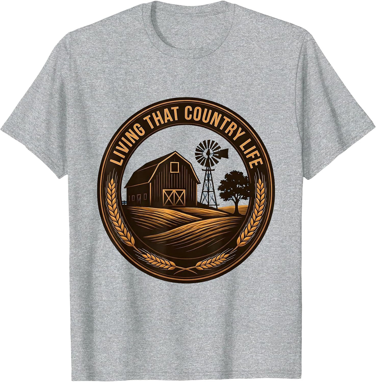 Men's Living That Country Life Rustic Design T-Shirt - Heather Grey