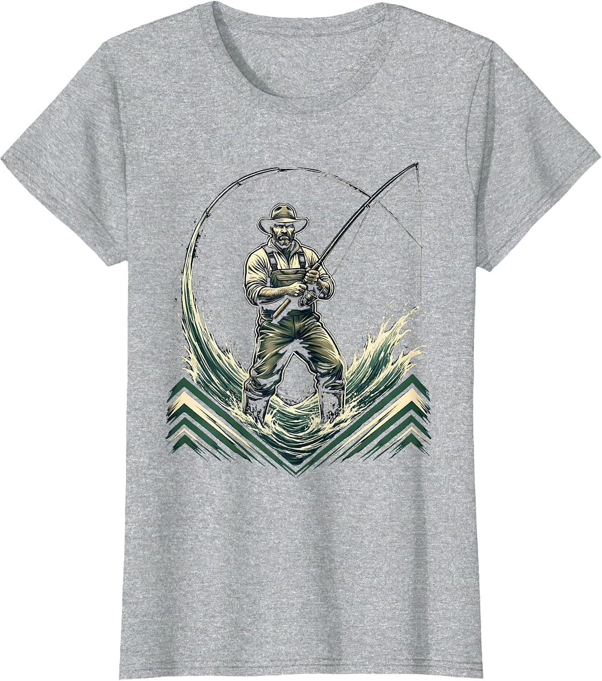 Fly Fishing Waders River Current Graphic T-Shirt - Heather Grey