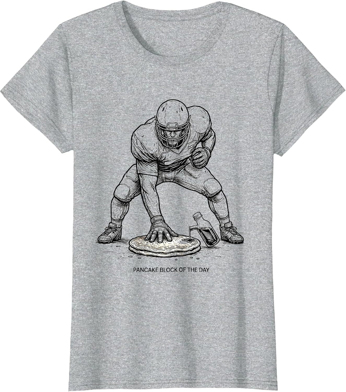 Pancake Block Of The Day Funny Breakfast Food Lineman Humor T-Shirt - Heather Grey