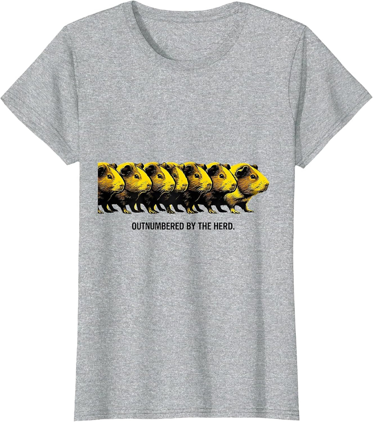 Women's Outnumbered By The Herd Funny Guinea Pig Owner Pet Lover T-Shirt - Heather Grey