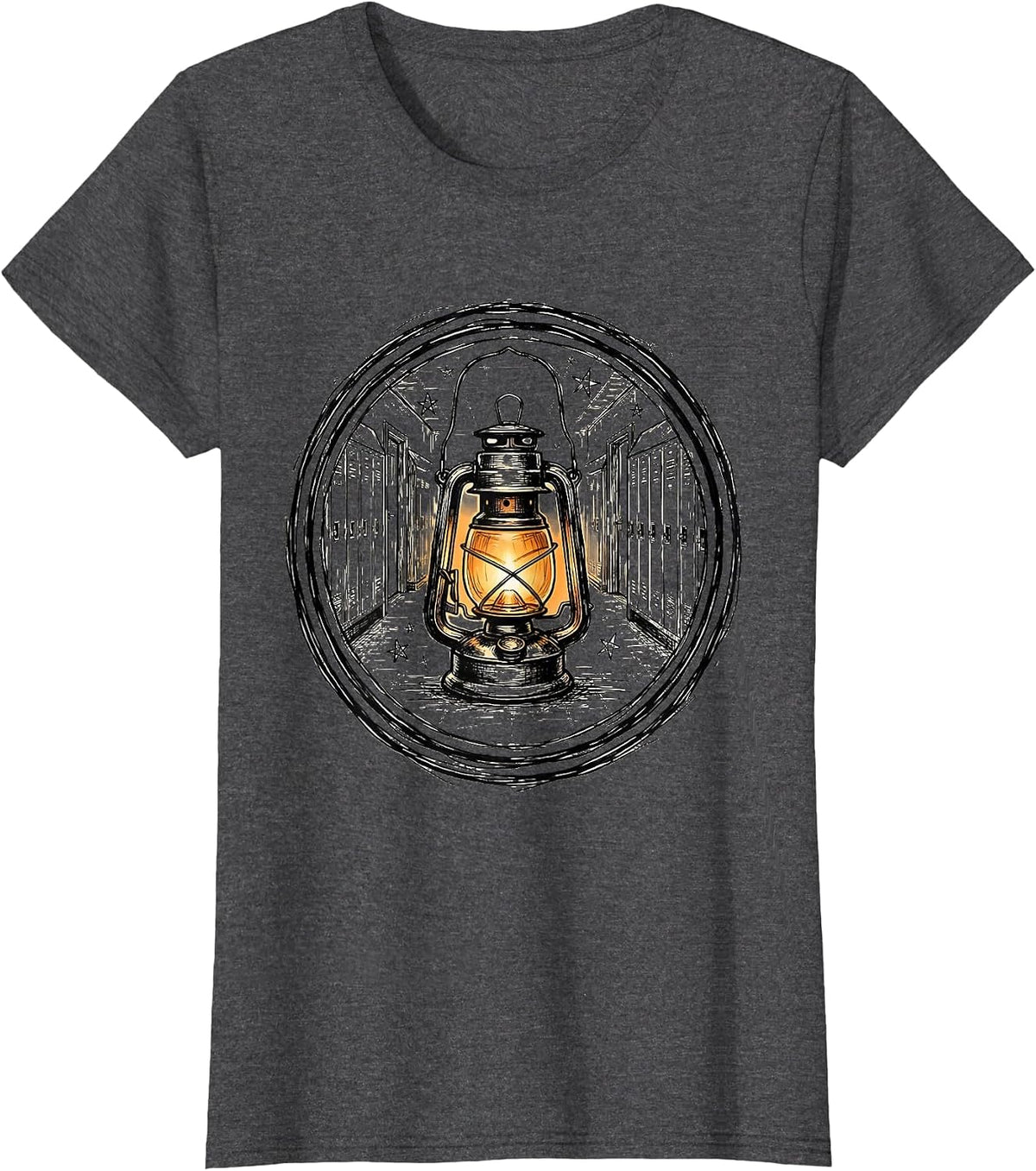 Women's Glowing Hallway Lantern Sped Teacher Gift T-Shirt - Dark Heather Grey