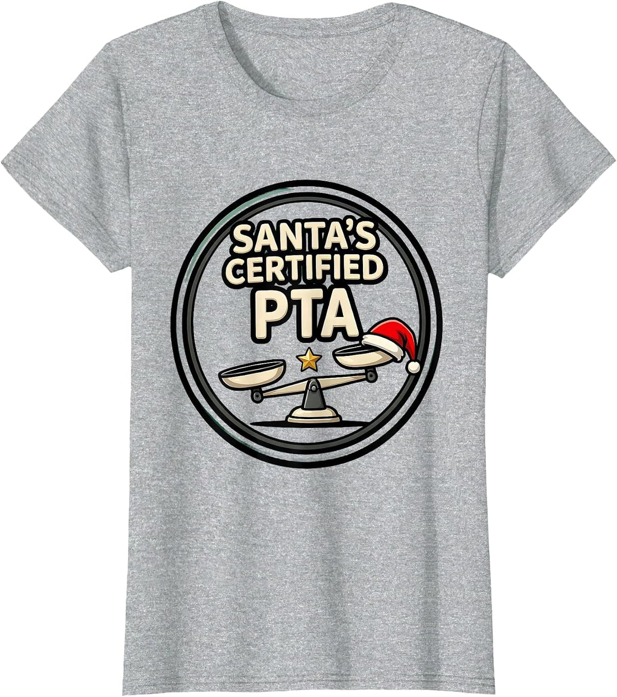 Santa's Certified PTA Funny Physical Therapist Christmas T-Shirt - Heather Grey