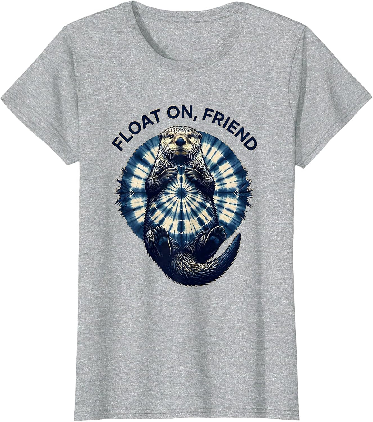 Float On Friend Sea Otter Graphic Design T-Shirt - Heather Grey