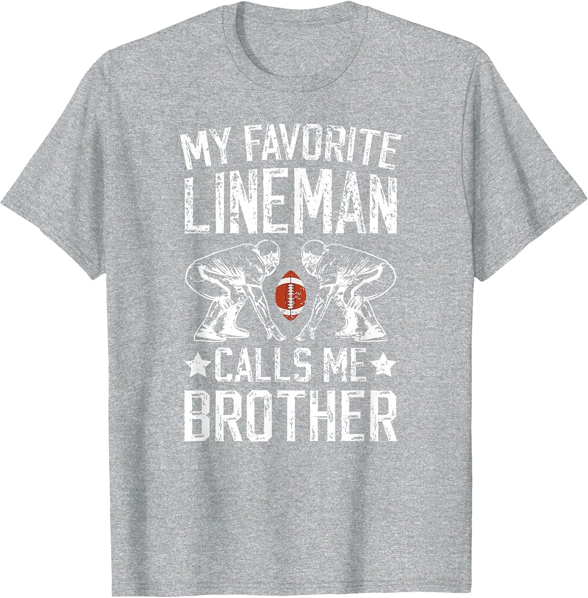 Proud Football Lineman Brother of A Football Lineman Bro T-Shirt - Heather Grey