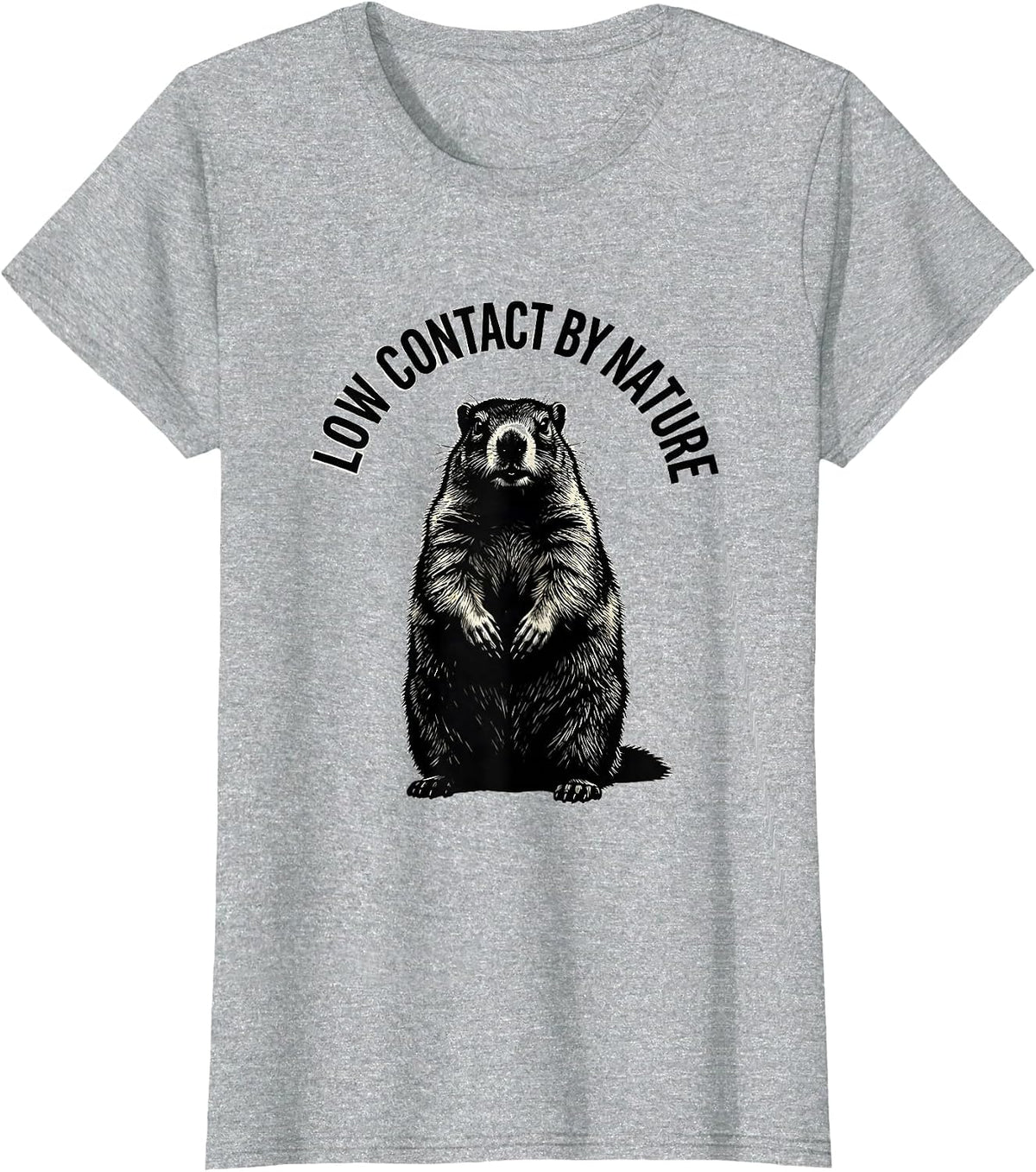 Low Contact By Nature Whimsical Groundhog Hedgehog Humor T-Shirt - Heather Grey