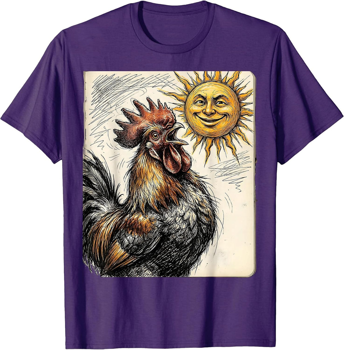 Smug Rooster Crowing at Noon Sarcastic Design T-Shirt - Purple