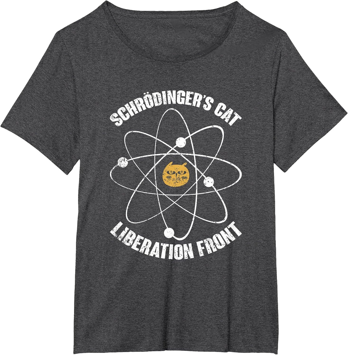 Schrödingers Cat Liberation Front Funny Physics T-Shirt - Dark Heather Grey
