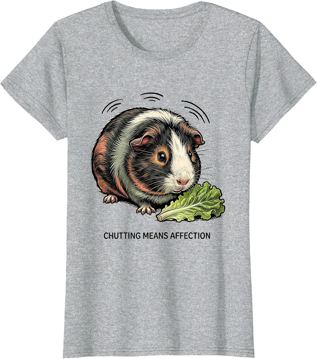 Women's Chutting Means Affection Funny Guinea Pig Lover Pet Pig T-Shirt - Heather Grey