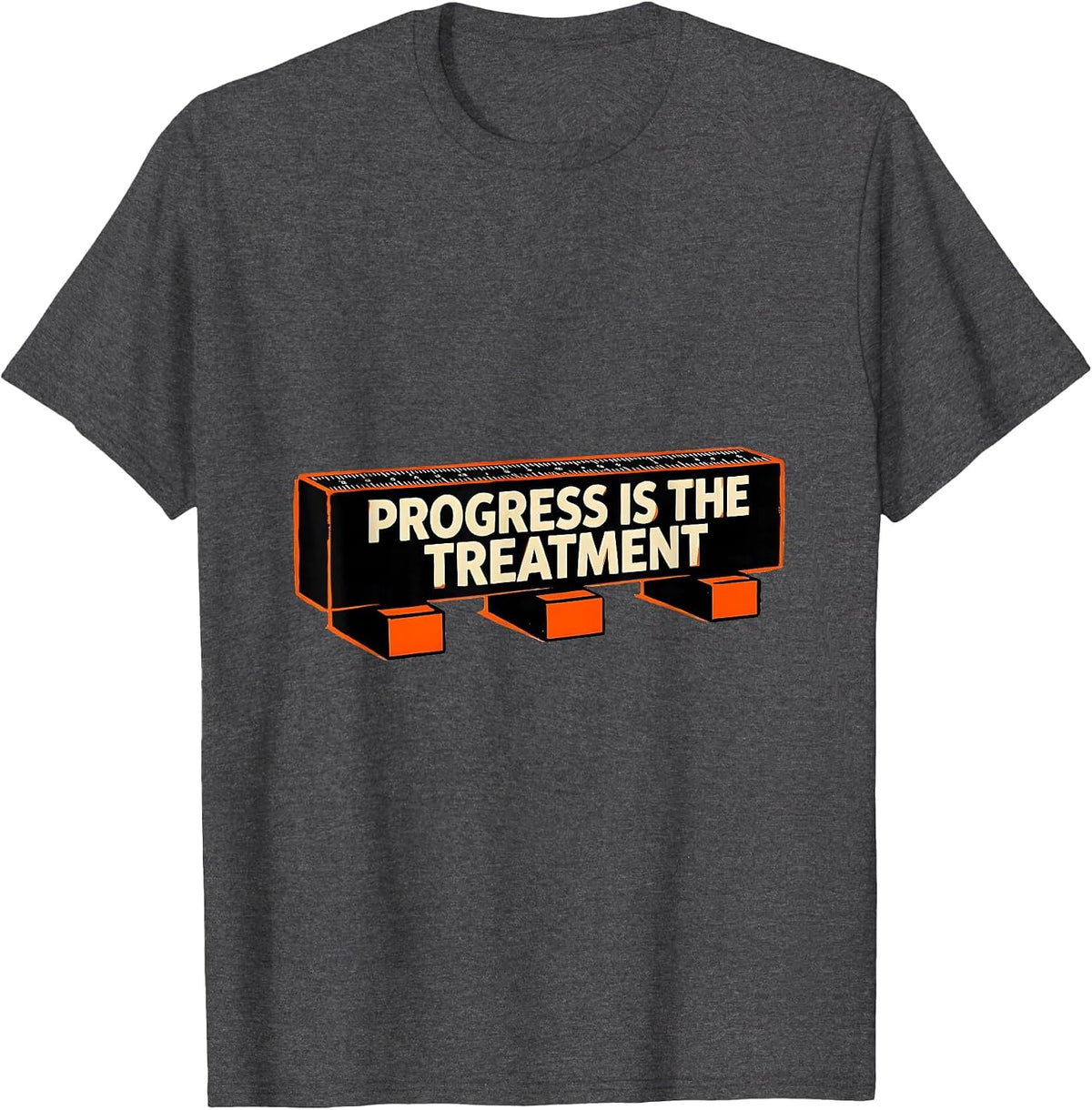 Progress Is The Treatment Retro Physical Therapy PT Humor T-Shirt - Dark Heather Grey