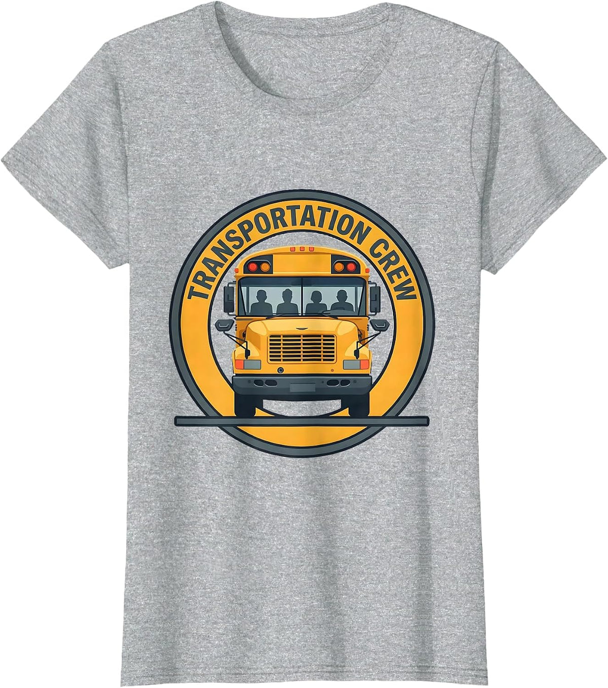 Transportation Crew Flat Vector School Bus Driver Back T-Shirt - Heather Grey