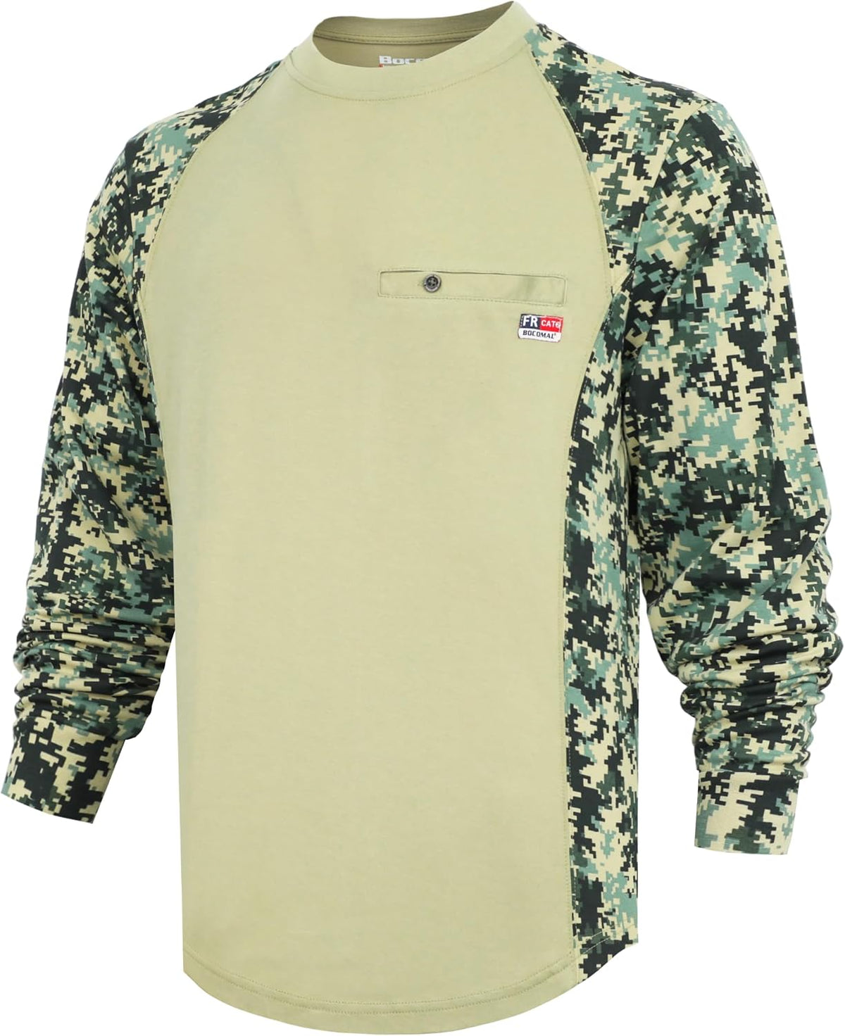 BOCOMAL FR Shirts Crewneck 5.5oz Paisley Camo Two-Tone Long Sleeve CAT2 - Khaki Camo