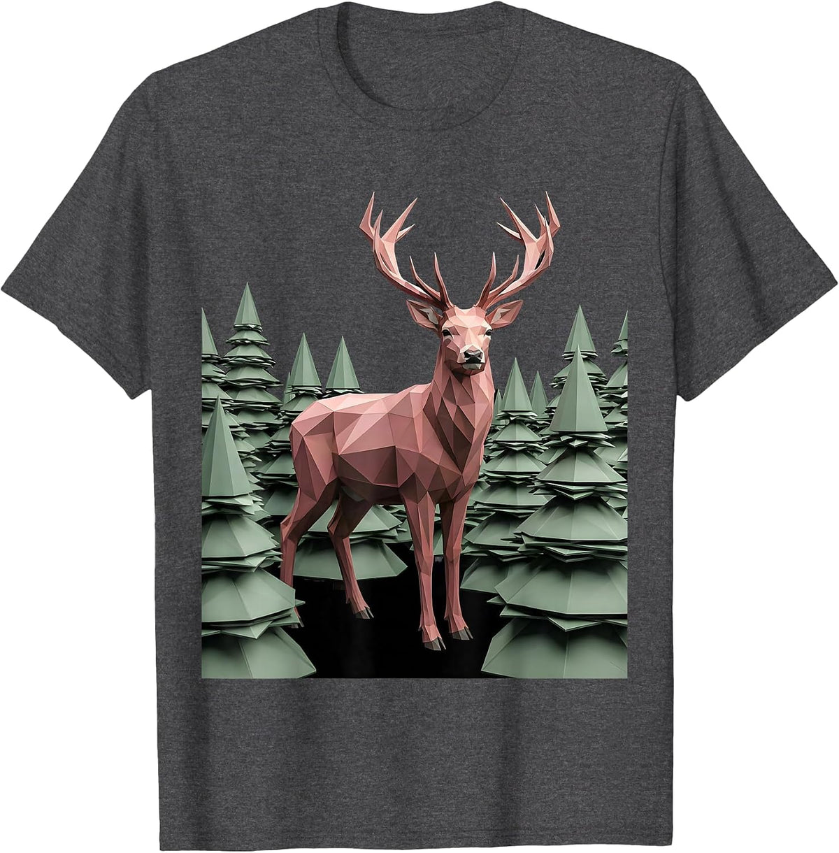 Men's Geometric Deer Prismatic Forest Autism Awareness T-Shirt - Dark Heather Grey