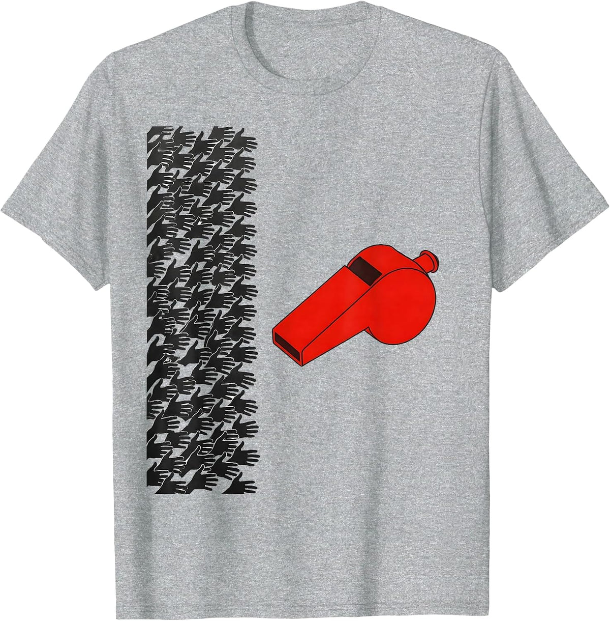 Men's Whistle And Hands Minimalist PE Teacher Back To School T-Shirt - Heather Grey