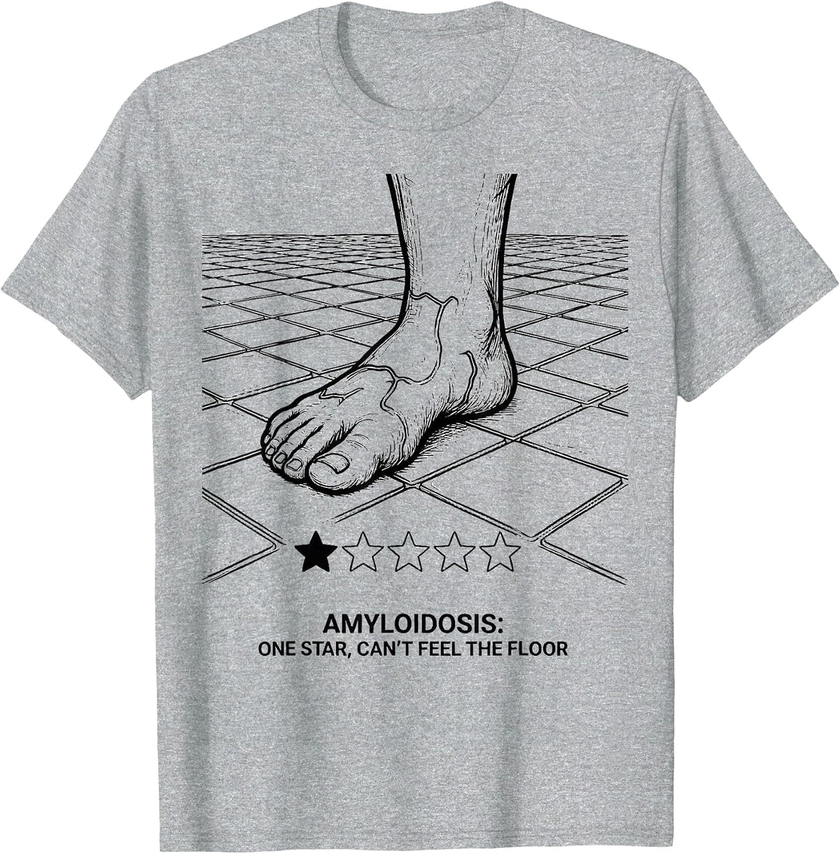 Men's Amyloidosis: One Star, Can't Feel the Floor Warrior T-Shirt - Heather Grey