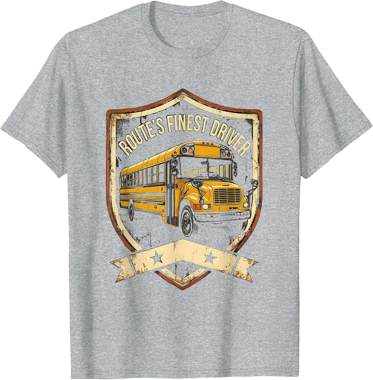 Men's Route's Finest Driver Vintage Funny School Bus Driver T-Shirt - Heather Grey