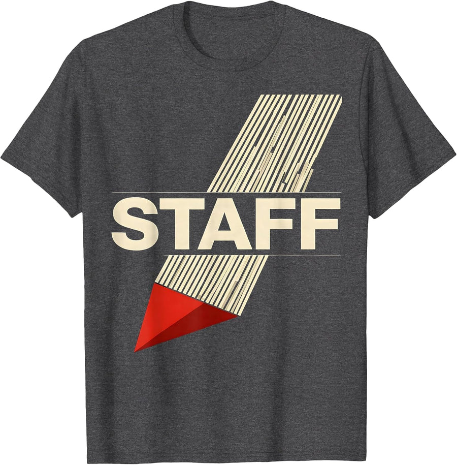 Men's STAFF Bold Security Guard Sheriff Costume Novelty T-Shirt - Dark Heather Grey