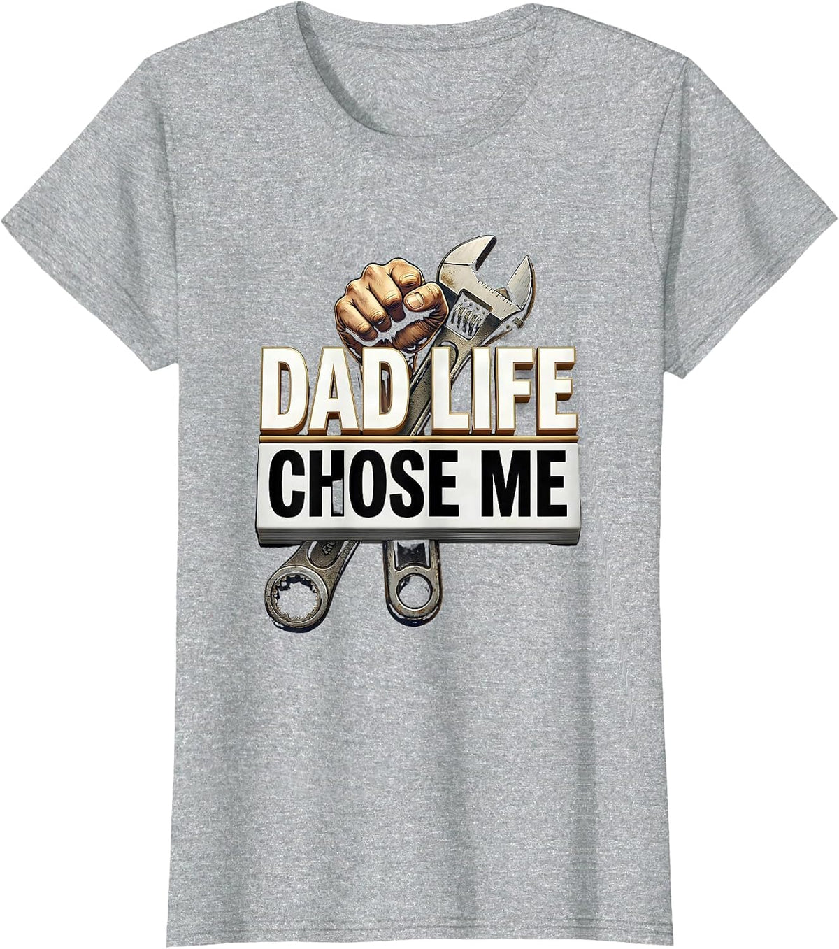 Women's Dad Life Chose Me Funny Father Design T-Shirt - Heather Grey