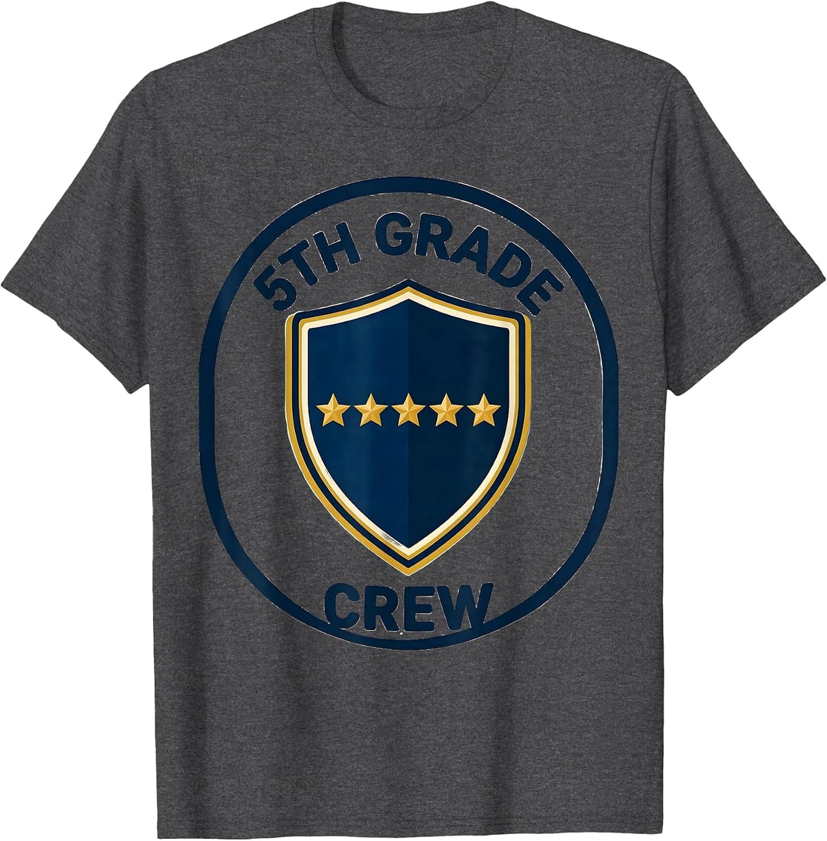 Men's 5th Grade Crew Funny Teacher Back To School Crew T-Shirt - Dark Heather Grey