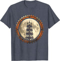 Labor Day Scaffold Tower Full Moon Illustration T-Shirt - Heather Blue