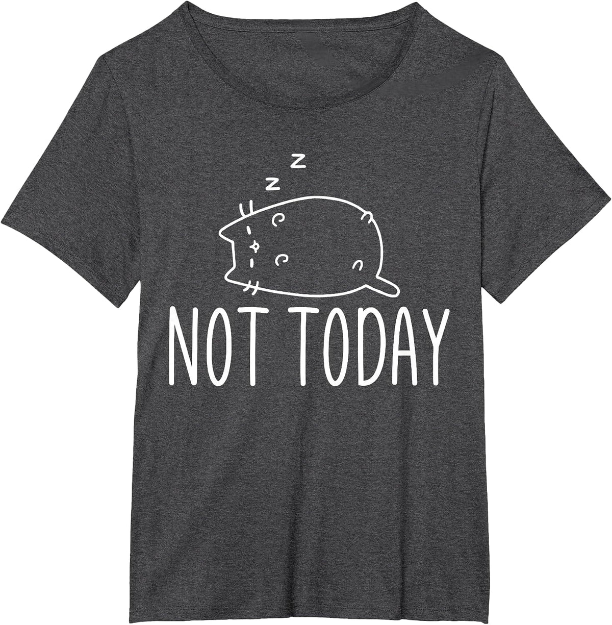 Not Today Crazy Cat T-Shirts Graphic Cute Funny T-Shirt - Dark Heather Grey